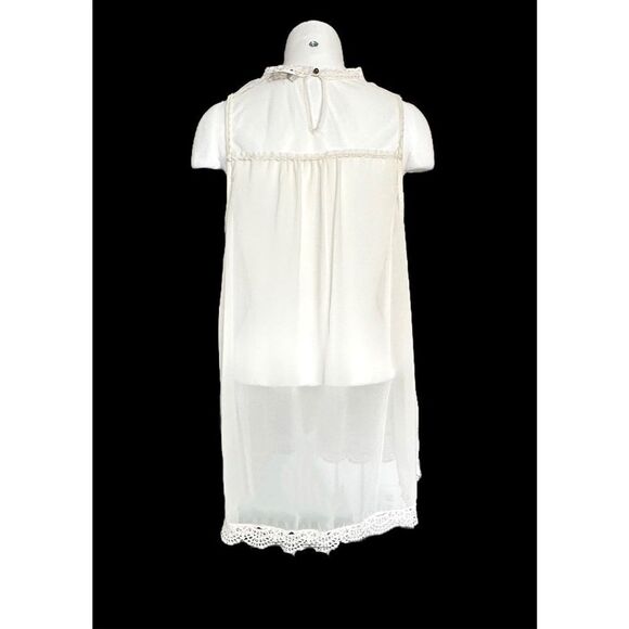 Nine West‎ Women's White Floral Embroidered Lined Sheer Mesh Tunic Size L - Picture 4 of 10